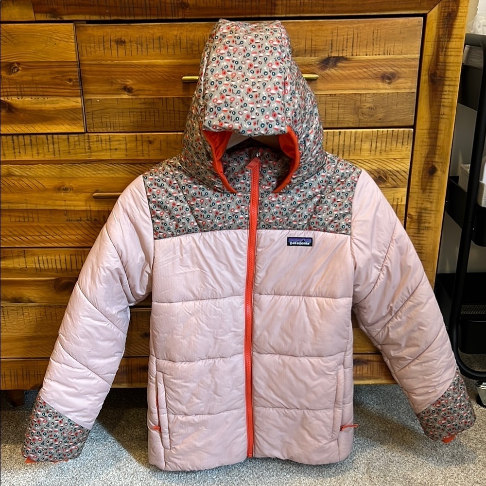 Patagonia Girls Kids' Pink Floral Hooded Jacket
